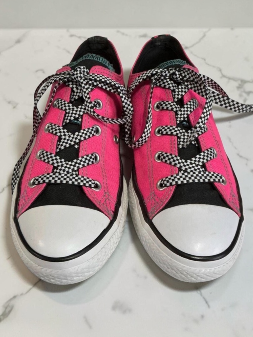 Converse Pink & Black Lace Up Low Top All Star Sneakers